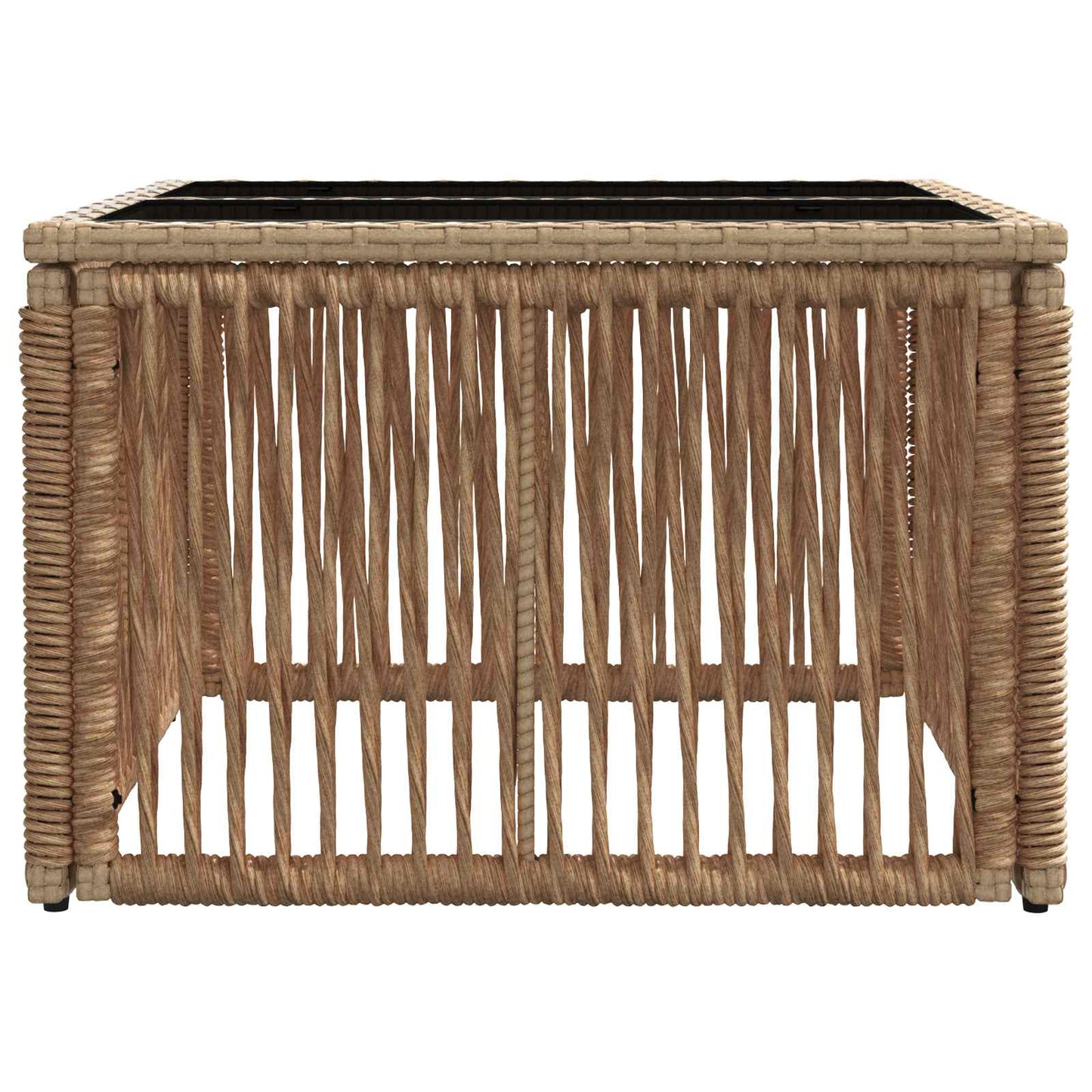 Tuinstafel Beige en zwart 55 x 55 x 37 cm PE Rattan en Glas