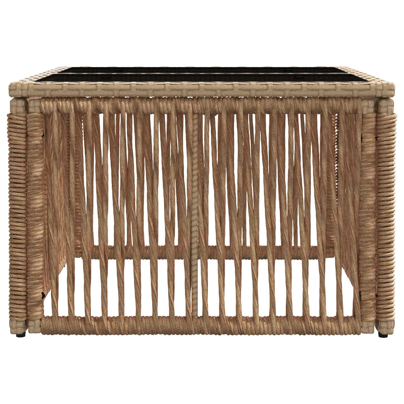 Tuinstafel Beige en zwart 55 x 55 x 37 cm PE Rattan en Glas