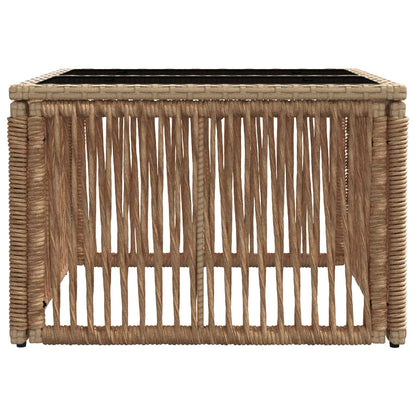 Tuinstafel Beige en zwart 55 x 55 x 37 cm PE Rattan en Glas