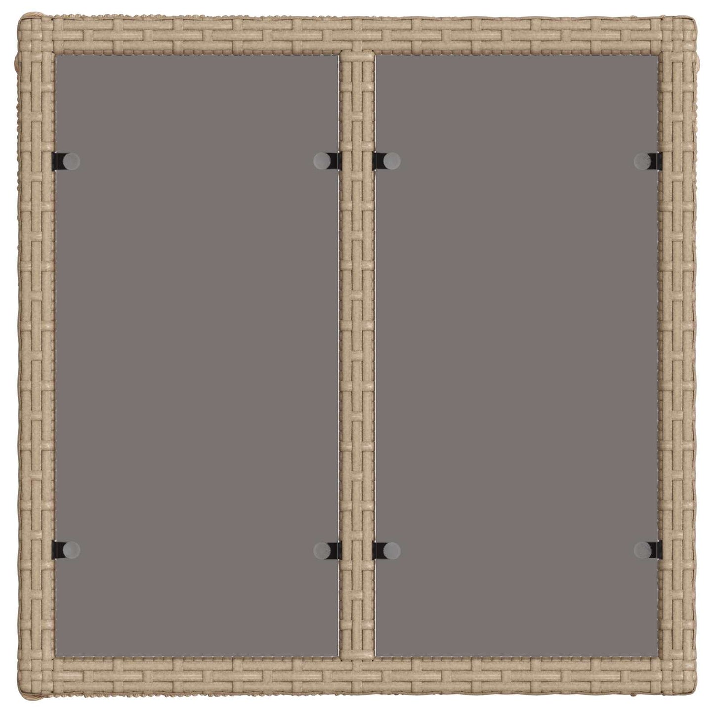 Tuinstafel Beige en zwart 55 x 55 x 37 cm PE Rattan en Glas