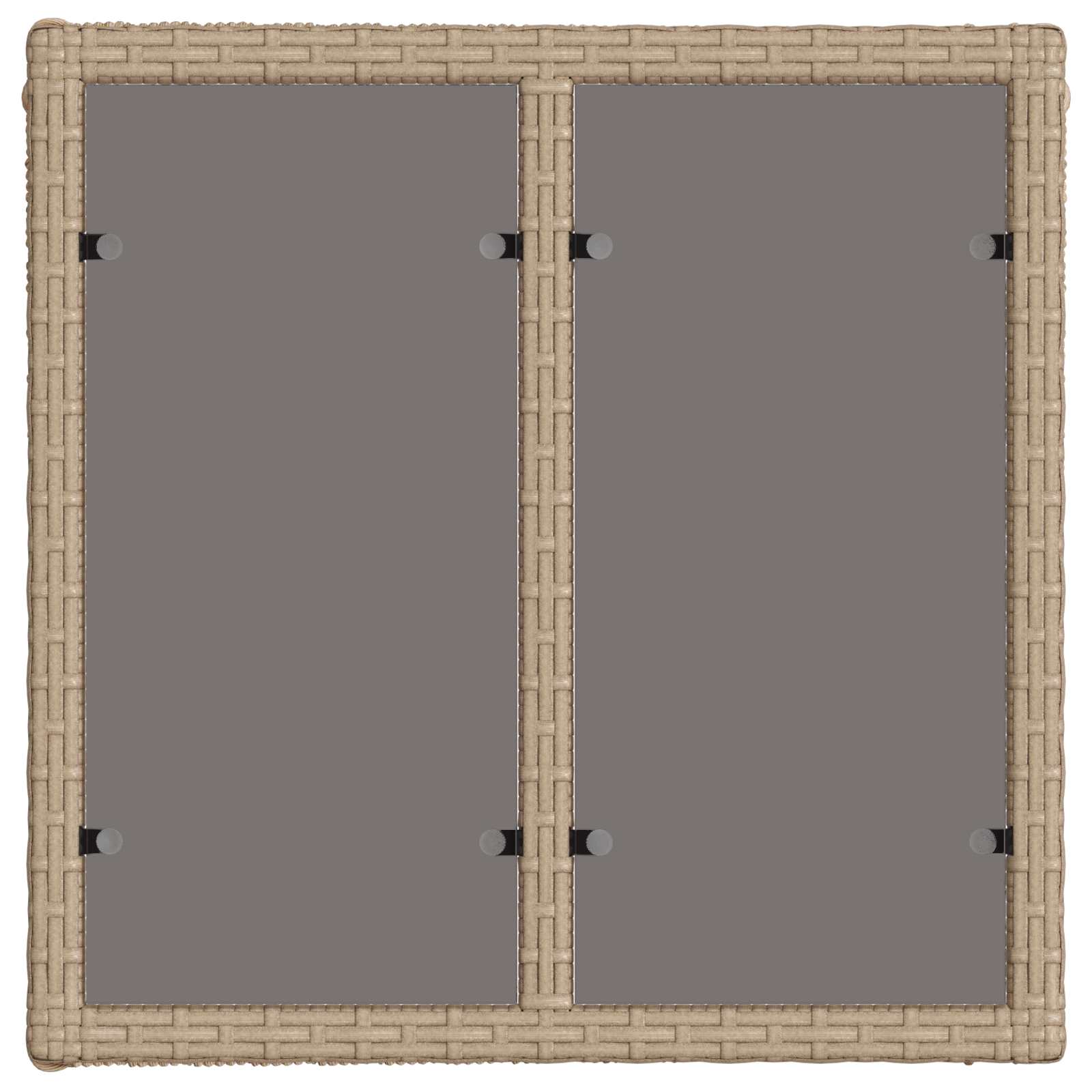 Tuinstafel Beige en zwart 55 x 55 x 37 cm PE Rattan en Glas