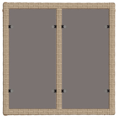 Tuinstafel Beige en zwart 55 x 55 x 37 cm PE Rattan en Glas