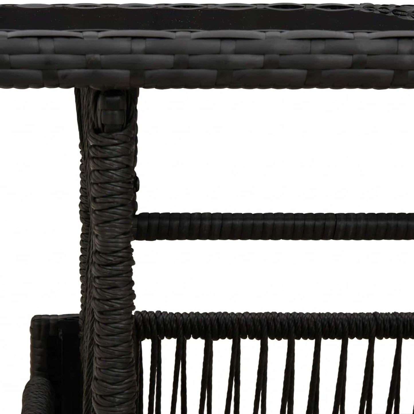 Tuinstafel Zwart 100 x 55 x 37 cm PE Rattan en Glas