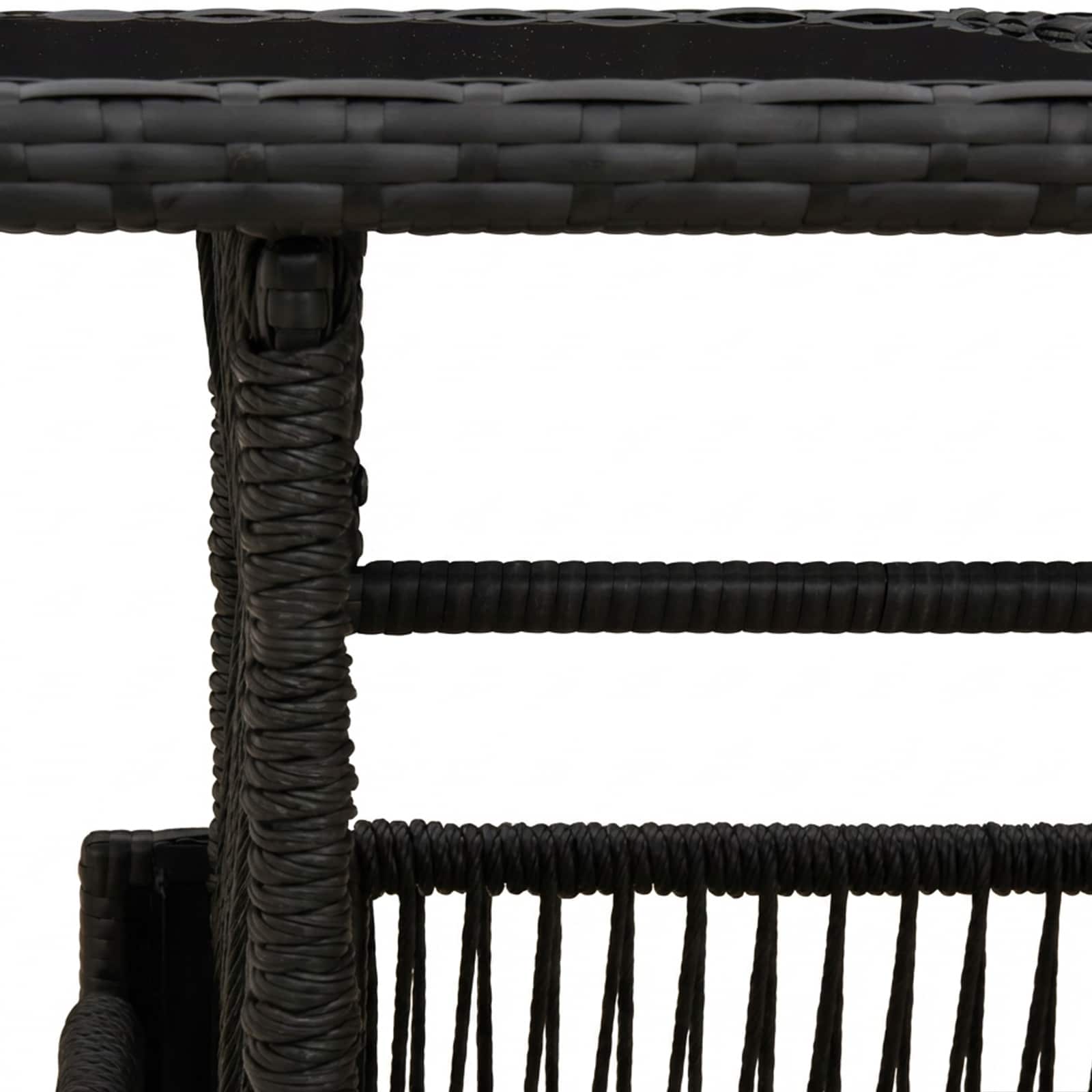 Tuinstafel Zwart 100 x 55 x 37 cm PE Rattan en Glas