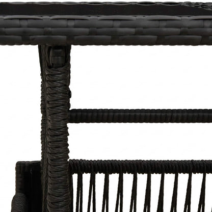 Tuinstafel Zwart 100 x 55 x 37 cm PE Rattan en Glas