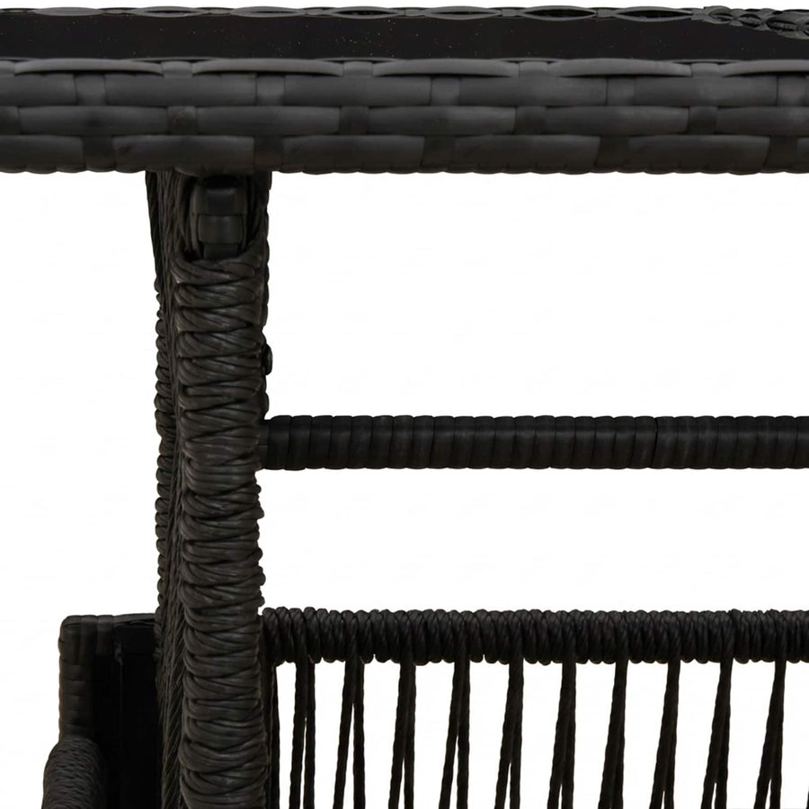 Tuinstafel Zwart 100 x 55 x 37 cm PE Rattan en Glas