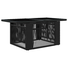 Tuinstafel Zwart 100 x 55 x 37 cm PE Rattan en Glas