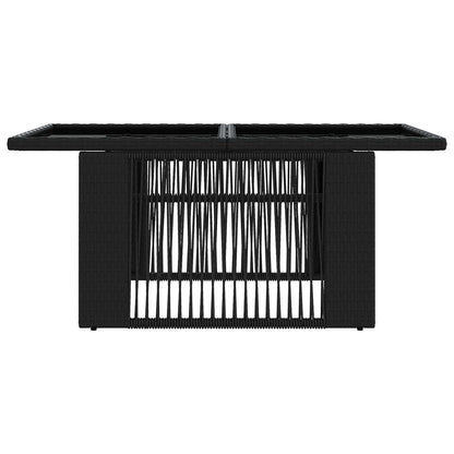 Tuinstafel Zwart 100 x 55 x 37 cm PE Rattan en Glas