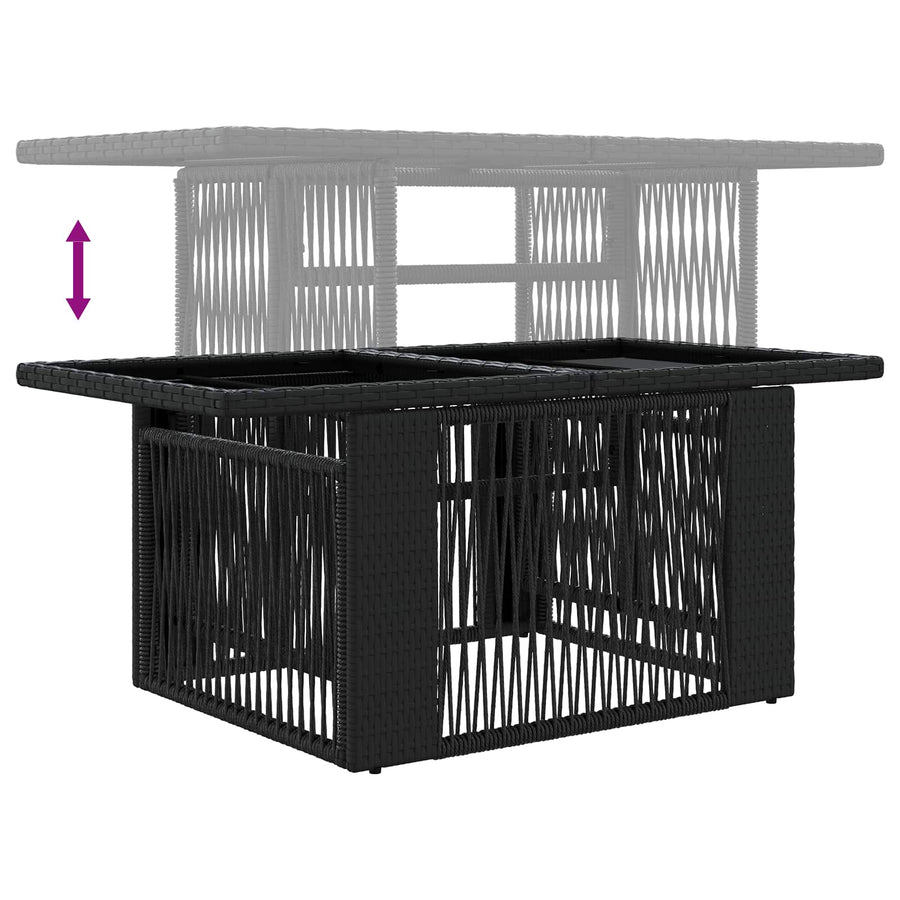 Tuinstafel Zwart 100 x 55 x 37 cm PE Rattan en Glas