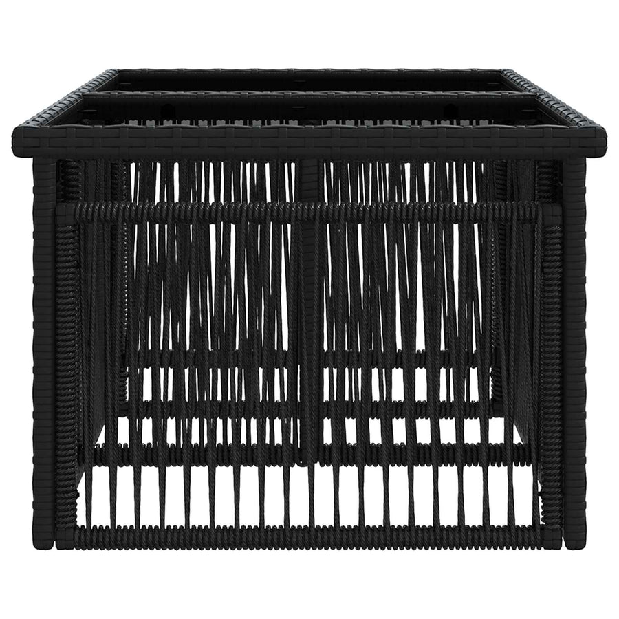 Tuinstafel Zwart 100 x 55 x 37 cm PE Rattan en Glas