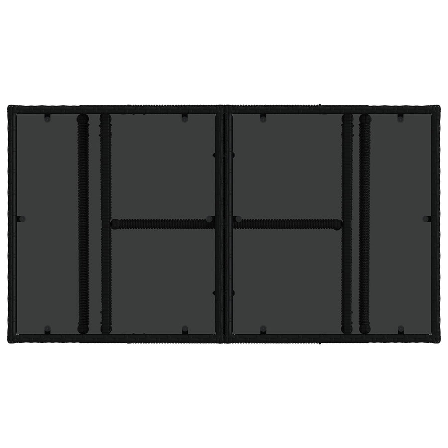 Tuinstafel Zwart 100 x 55 x 37 cm PE Rattan en Glas
