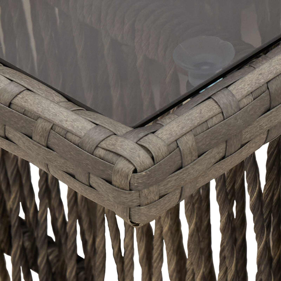 Tuinstafel Grijs 100 x 55 x 37 cm PE Rattan en Glas