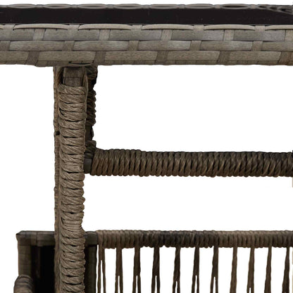 Tuinstafel Grijs 100 x 55 x 37 cm PE Rattan en Glas