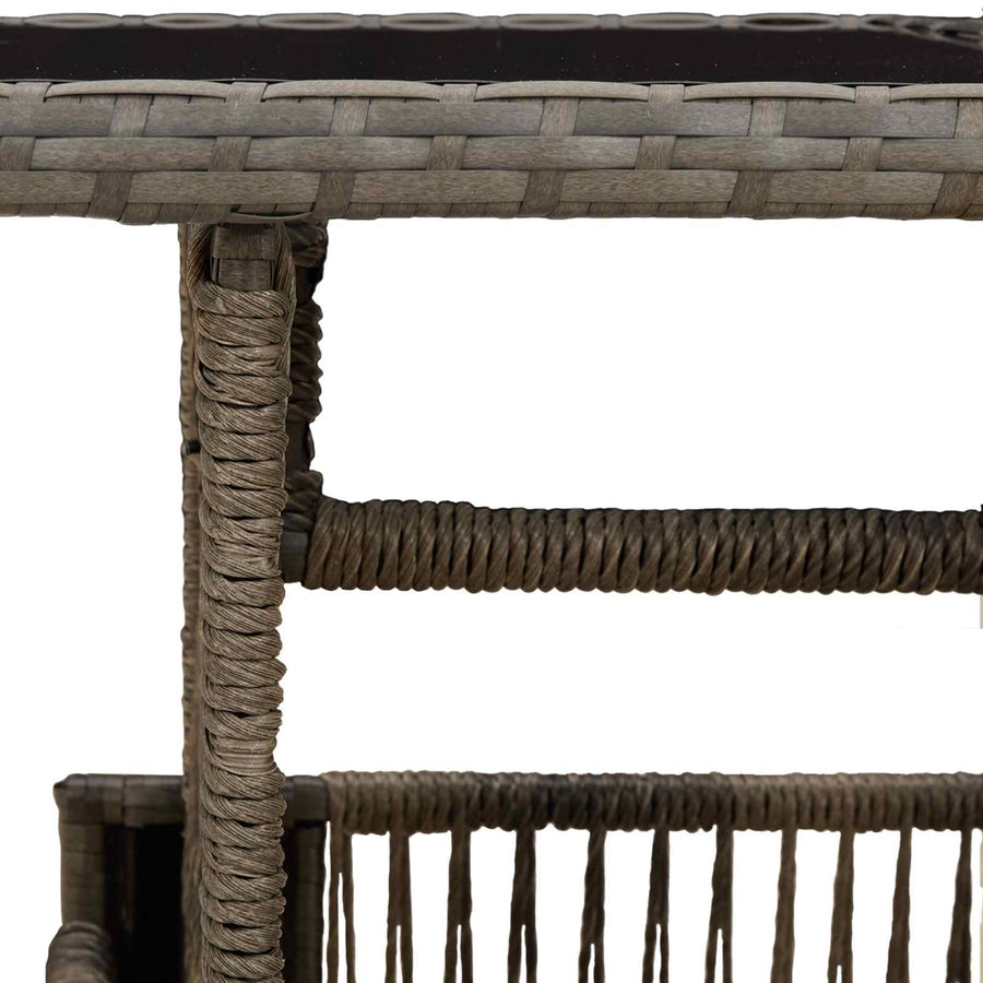 Tuinstafel Grijs 100 x 55 x 37 cm PE Rattan en Glas