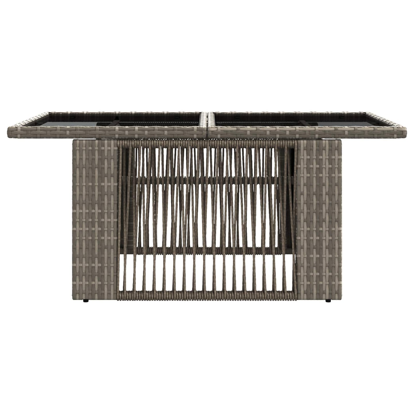 Tuinstafel Grijs 100 x 55 x 37 cm PE Rattan en Glas