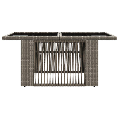 Tuinstafel Grijs 100 x 55 x 37 cm PE Rattan en Glas