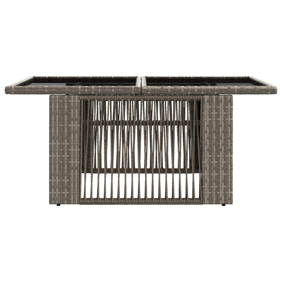 Tuinstafel Grijs 100 x 55 x 37 cm PE Rattan en Glas