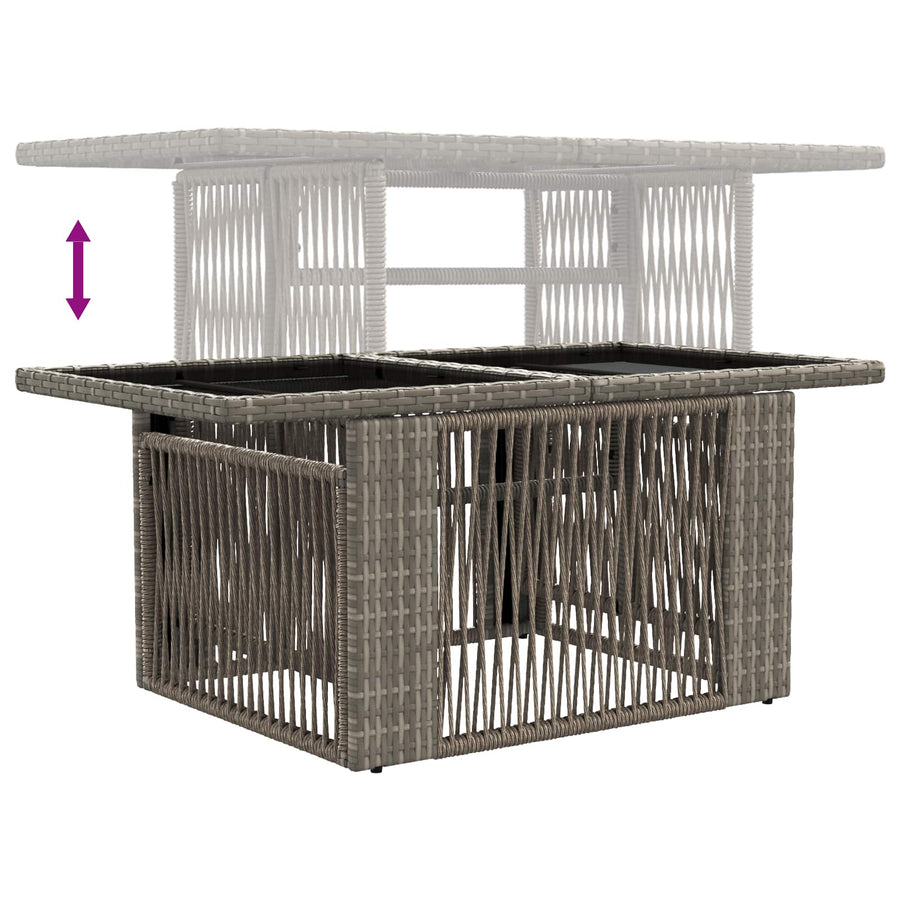 Tuinstafel Grijs 100 x 55 x 37 cm PE Rattan en Glas