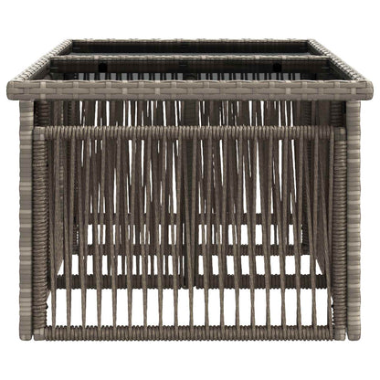 Tuinstafel Grijs 100 x 55 x 37 cm PE Rattan en Glas