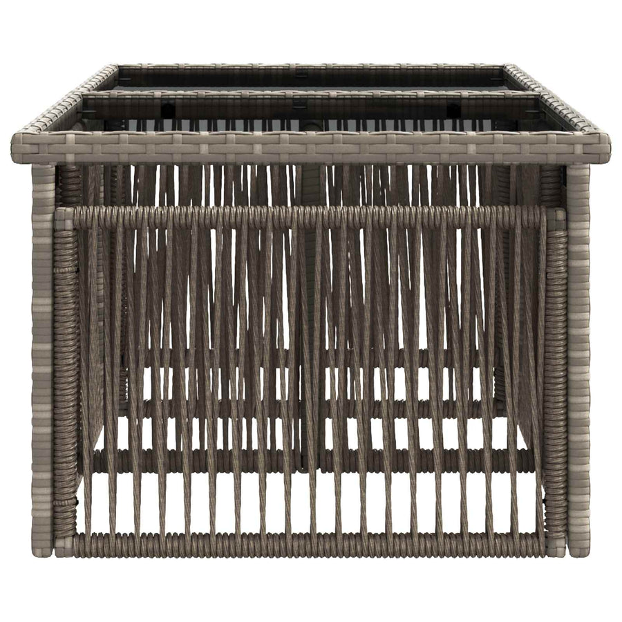 Tuinstafel Grijs 100 x 55 x 37 cm PE Rattan en Glas