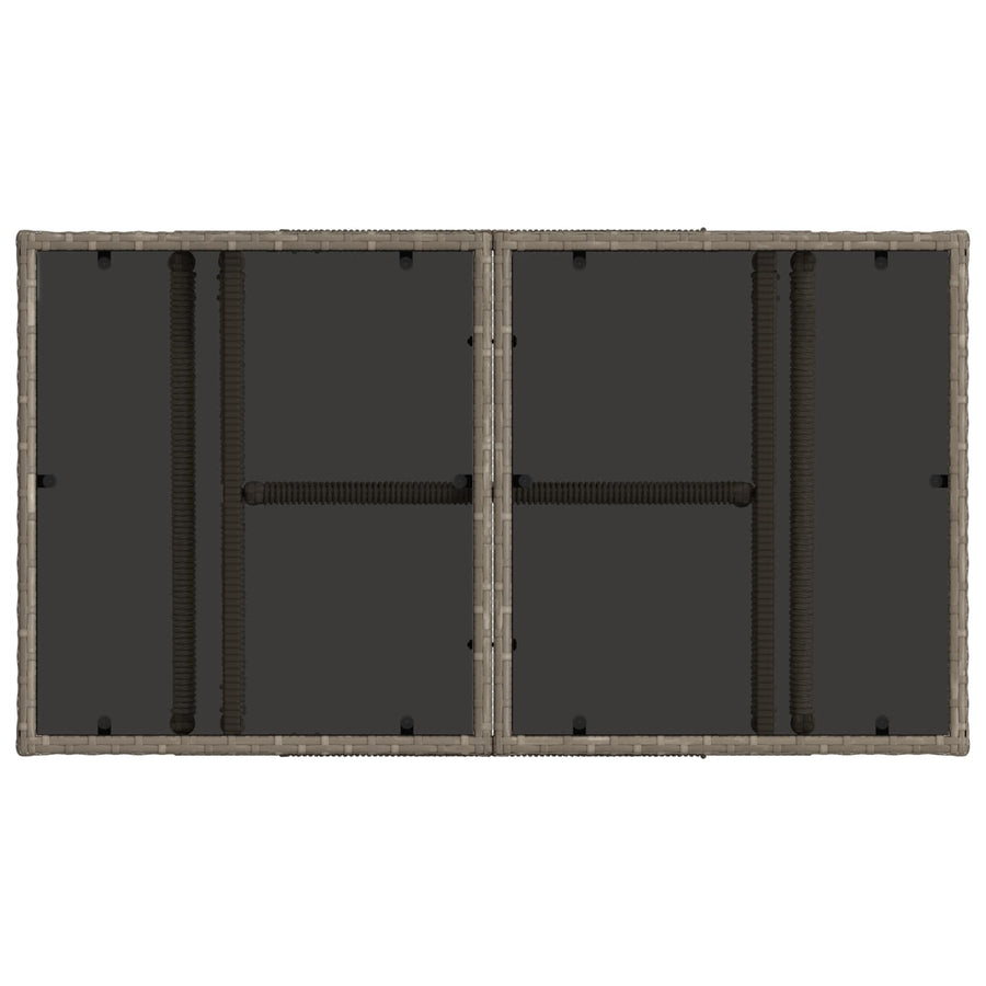 Tuinstafel Grijs 100 x 55 x 37 cm PE Rattan en Glas