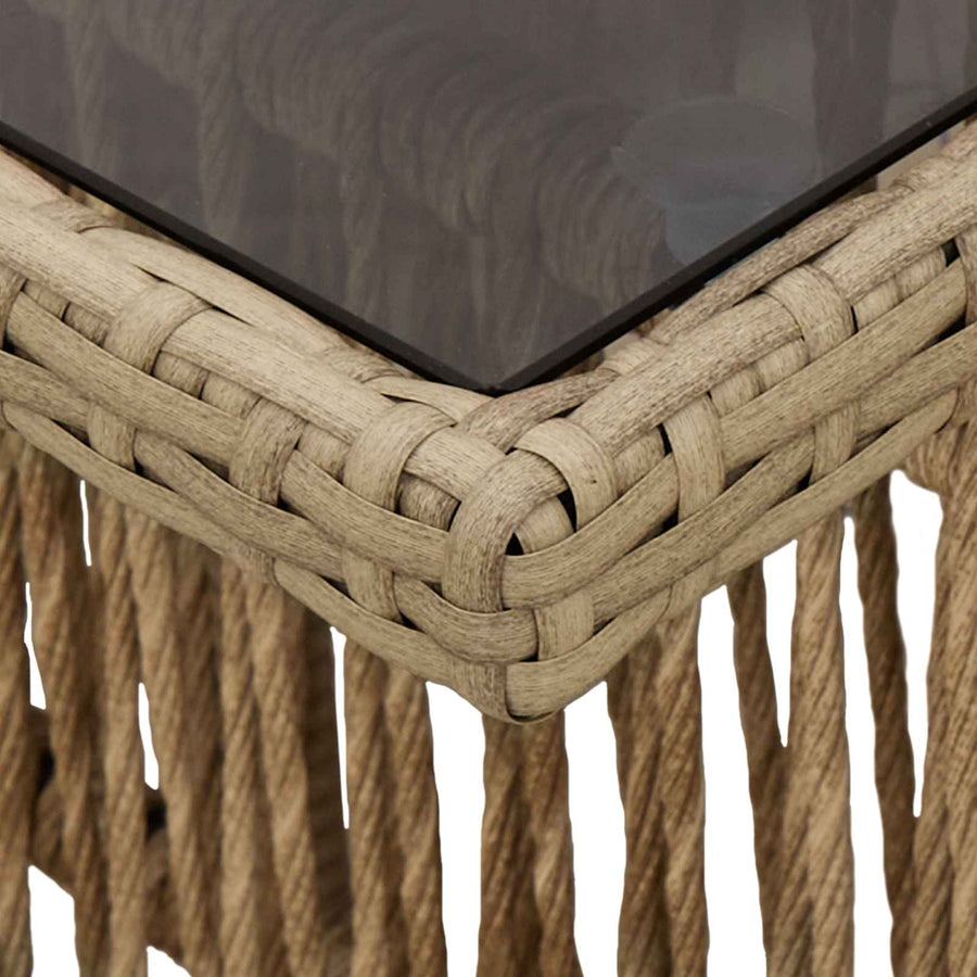 Tuinstafel Beige 100 x 55 x 37 cm PE Rattan en Glas