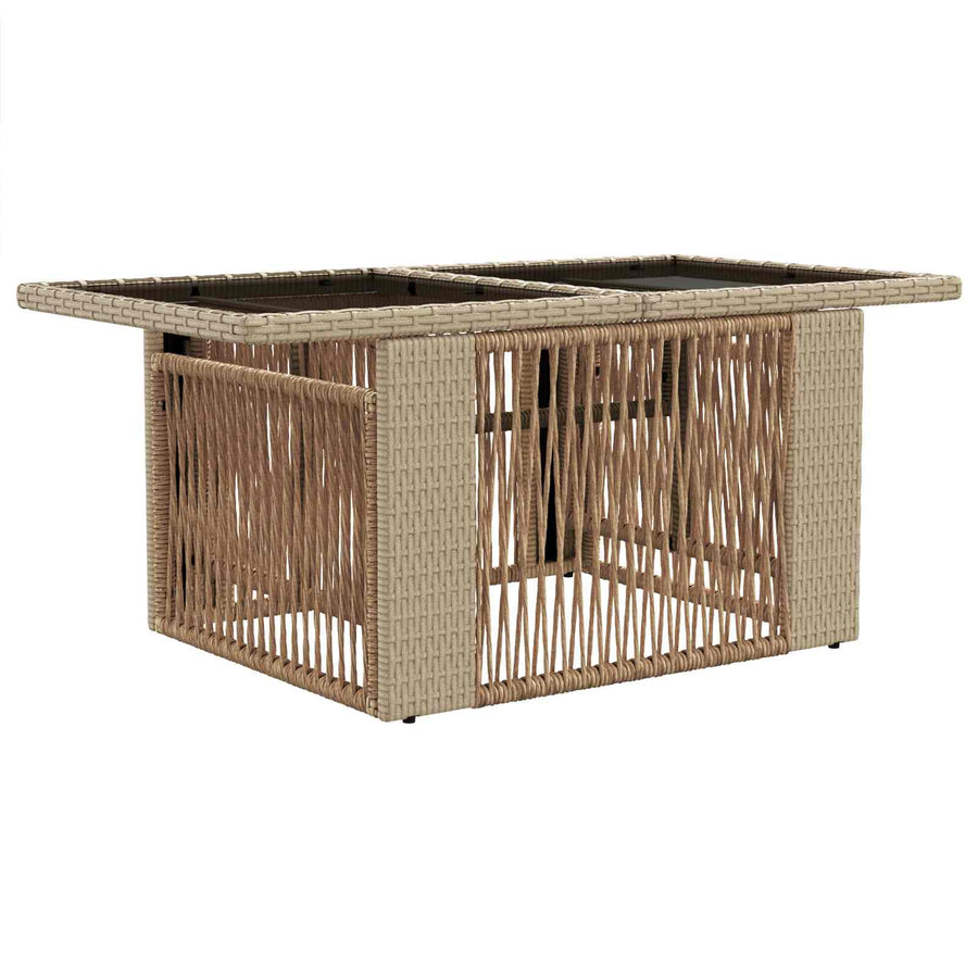 Tuinstafel Beige 100 x 55 x 37 cm PE Rattan en Glas