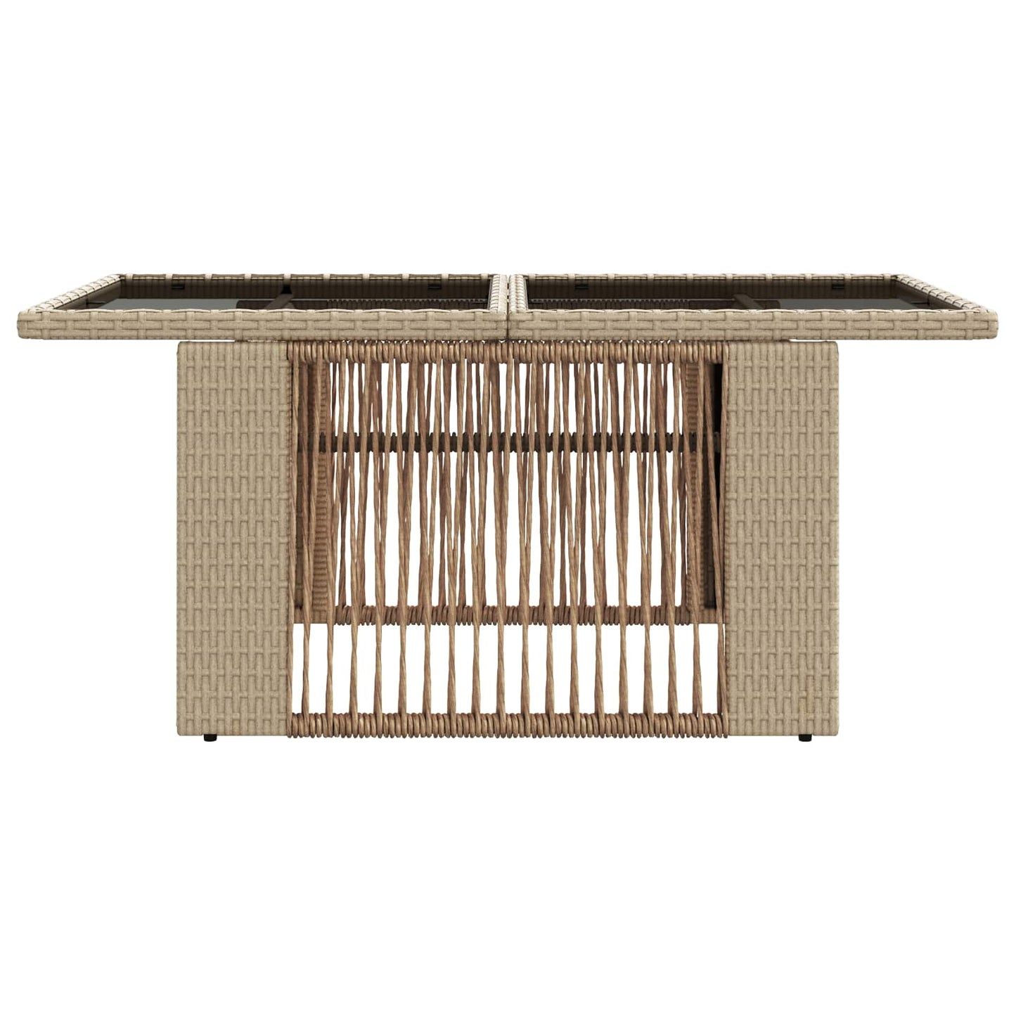 Tuinstafel Beige 100 x 55 x 37 cm PE Rattan en Glas