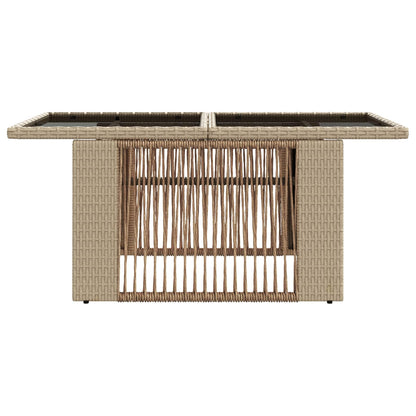 Tuinstafel Beige 100 x 55 x 37 cm PE Rattan en Glas