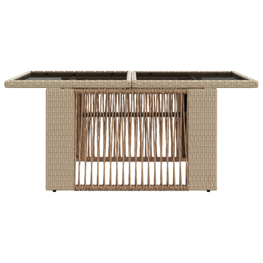 Tuinstafel Beige 100 x 55 x 37 cm PE Rattan en Glas