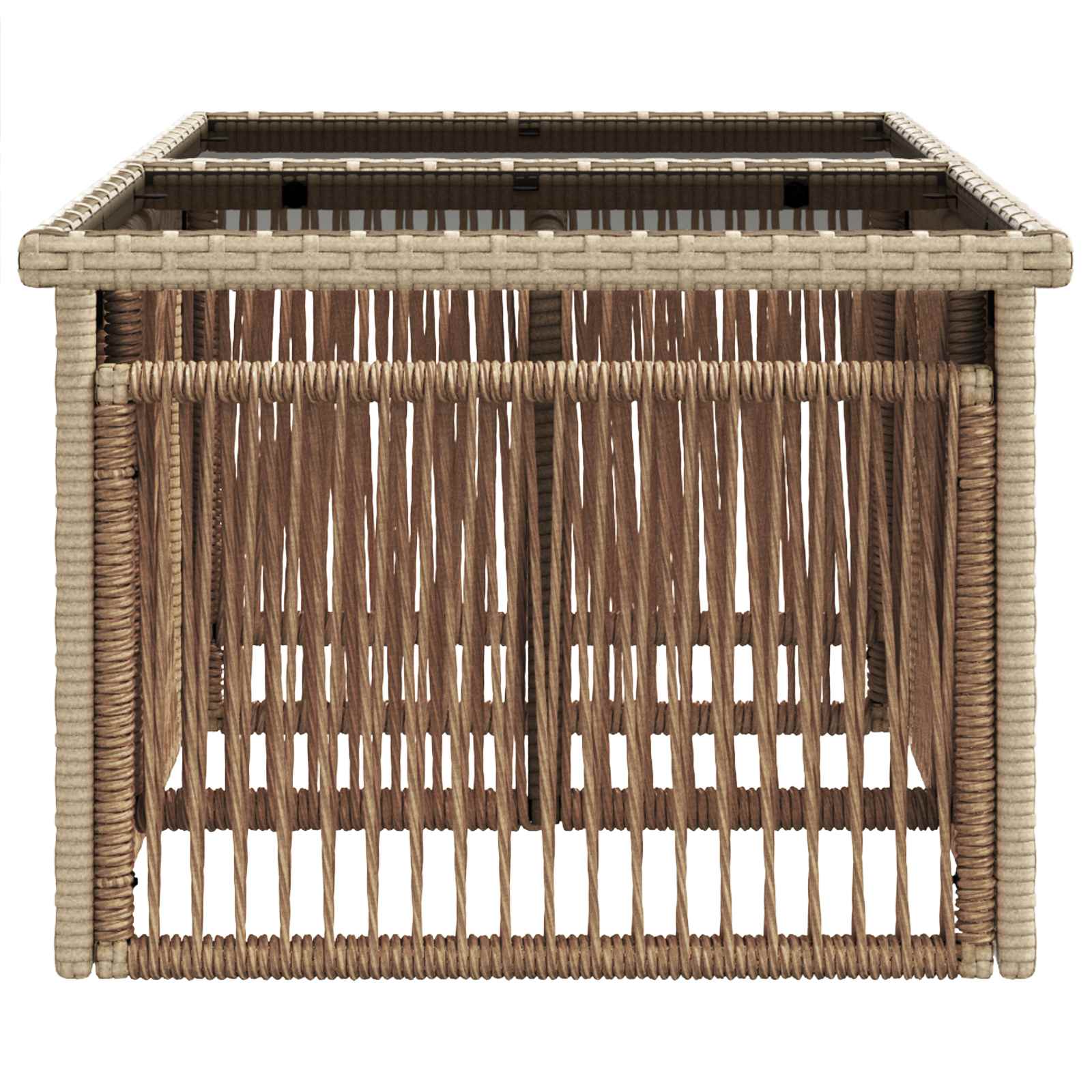 Tuinstafel Beige 100 x 55 x 37 cm PE Rattan en Glas