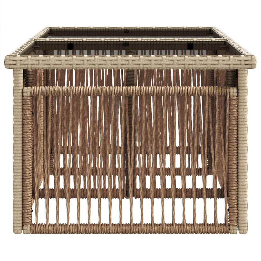 Tuinstafel Beige 100 x 55 x 37 cm PE Rattan en Glas