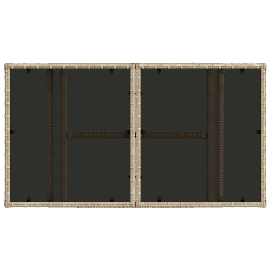 Tuinstafel Beige 100 x 55 x 37 cm PE Rattan en Glas