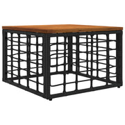 Tuintafel 55x55x37 cm PE rattan glas zwart