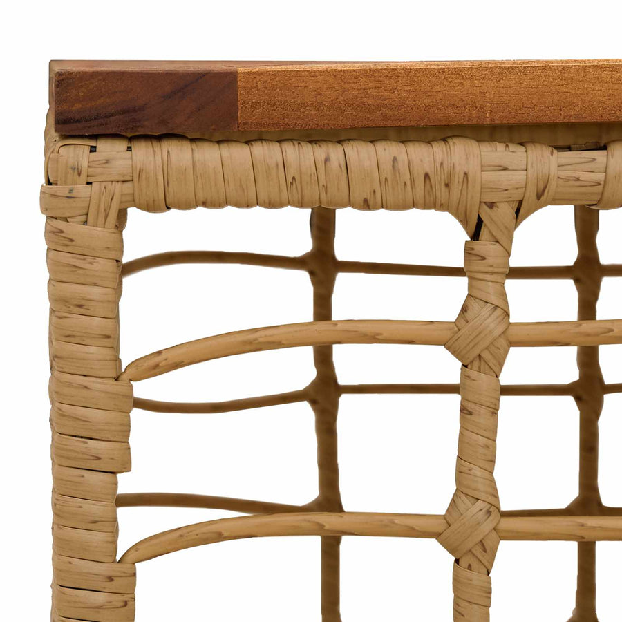 Tuinstafel Naturel 55 x 55 x 37 cm PE Rattan en Glas