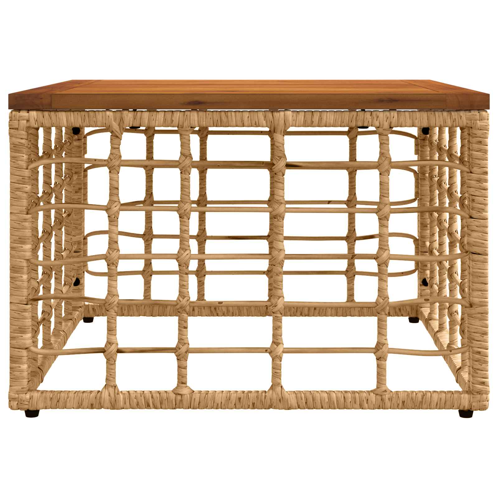Tuinstafel Naturel 55 x 55 x 37 cm PE Rattan en Glas