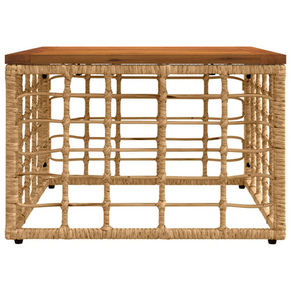 Tuinstafel Naturel 55 x 55 x 37 cm PE Rattan en Glas