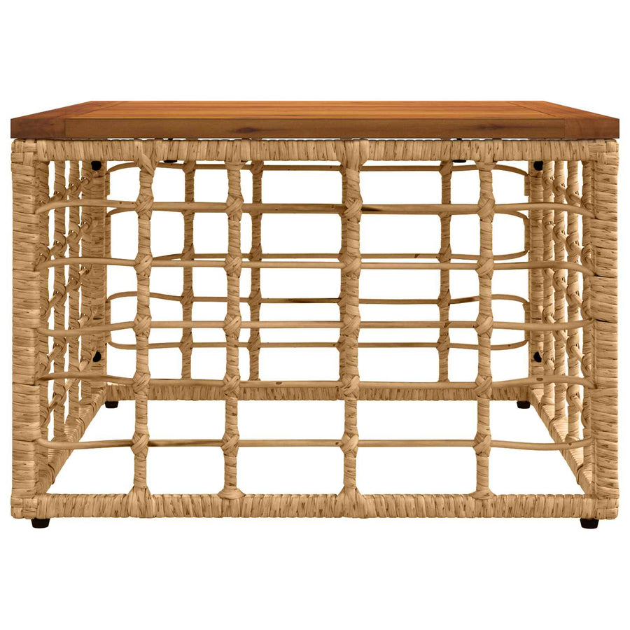 Tuinstafel Naturel 55 x 55 x 37 cm PE Rattan en Glas