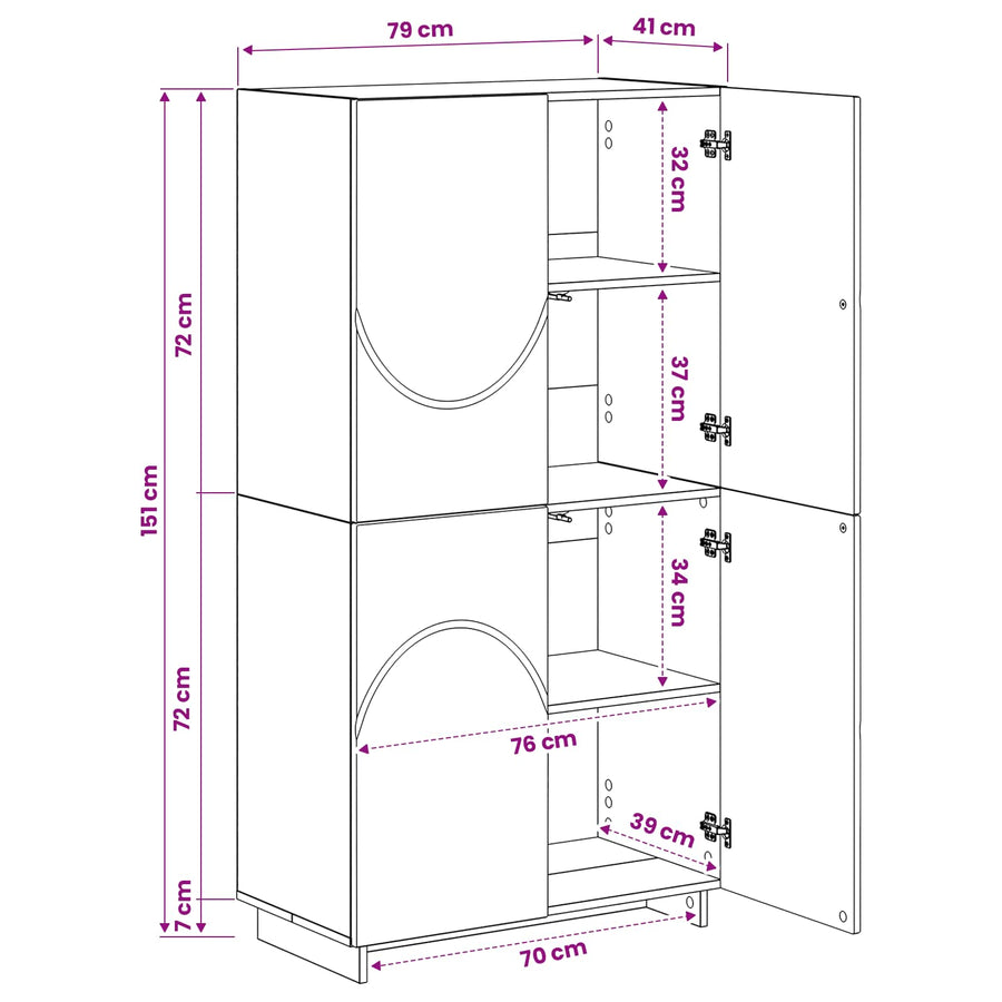 Hoge kast Wit 79 x 41 x 151 cm Bewerkt hout