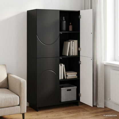 Hoge kast Zwart 79 x 41 x 151 cm Bewerkt hout