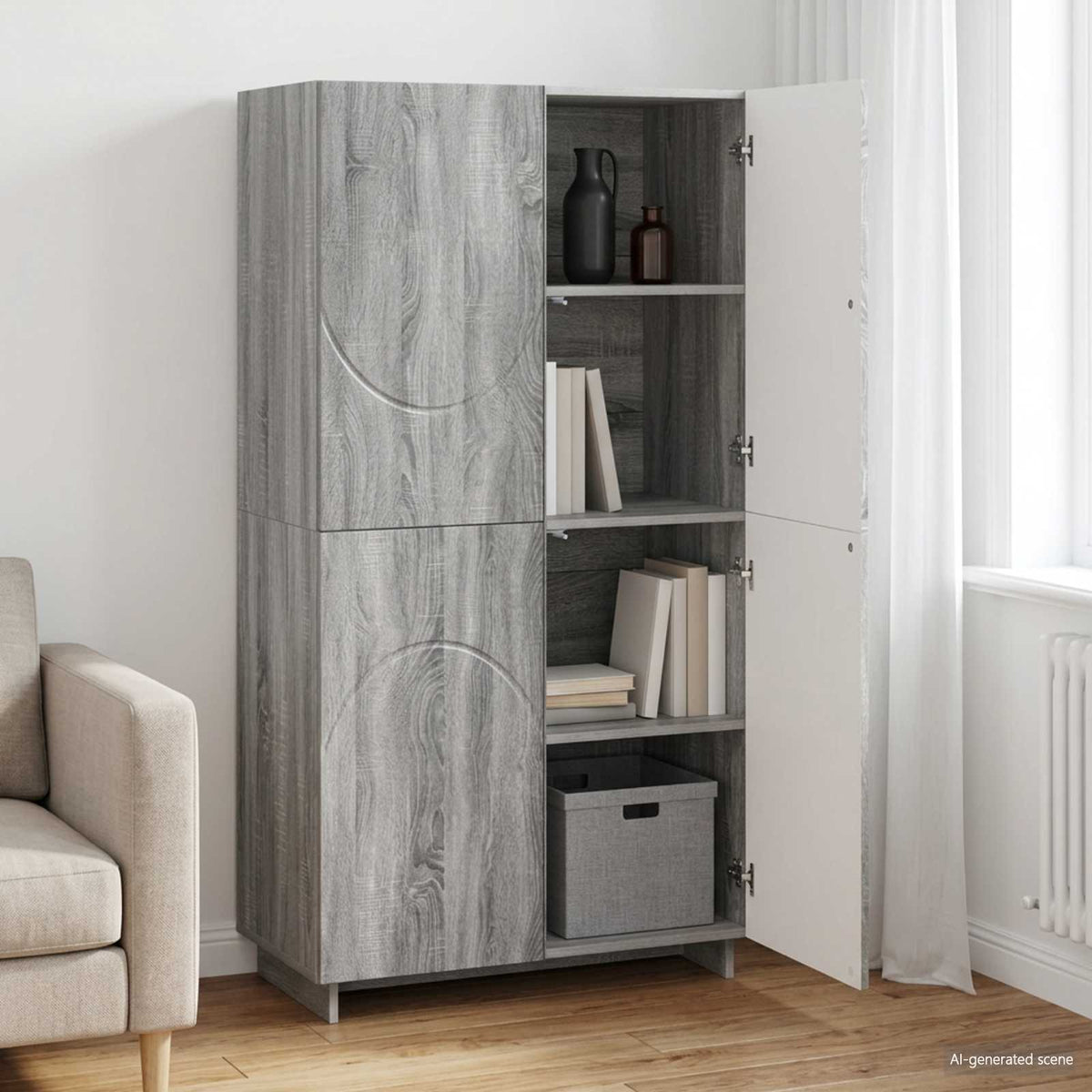 Hoge kast Grijs Sonoma 79 x 41 x 151 cm Bewerkt hout