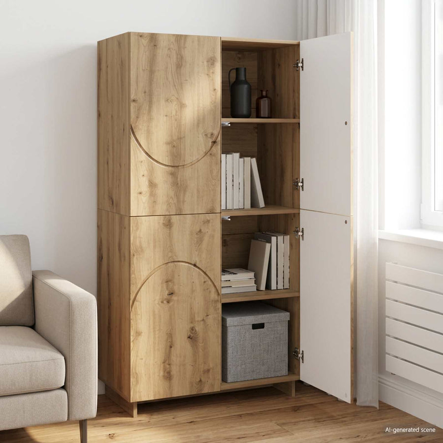 Hoge kast Artisanaal eiken 79 x 41 x 151 cm Bewerkt hout