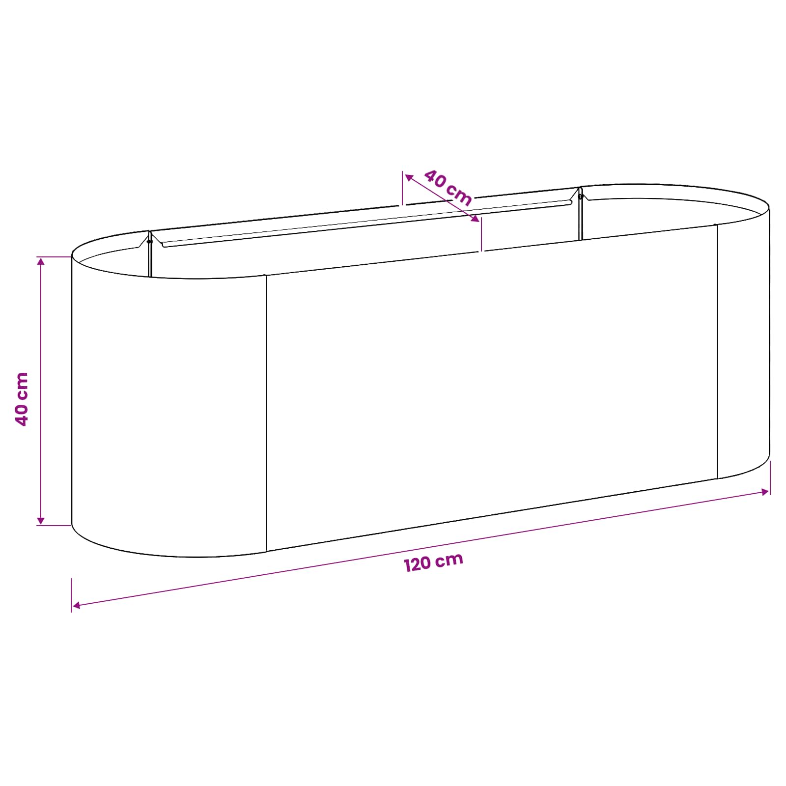 Verhoogd Tuinbed Gegalvaniseerd staal 120 x 40 x 40 cm