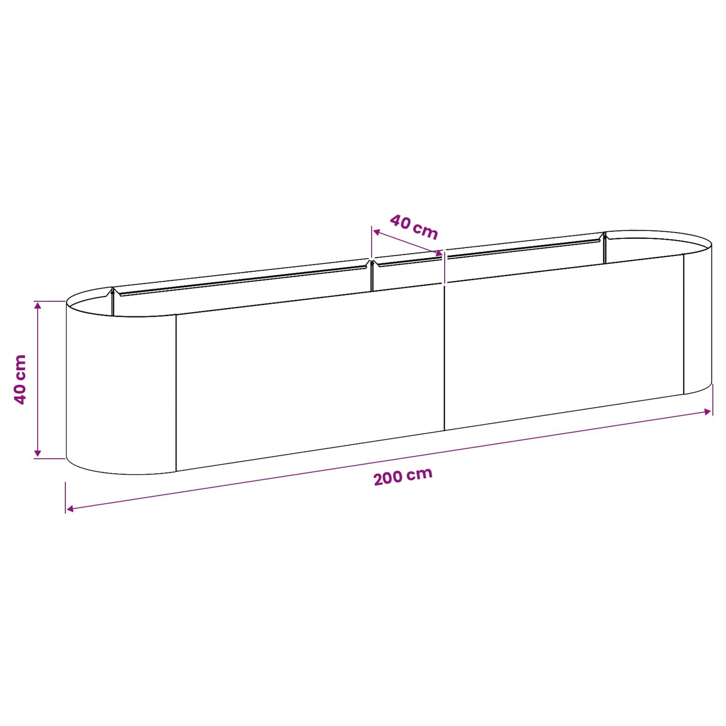 Verhoogd Tuinbed Antracietkleurig 200 x 40 x 40 cm