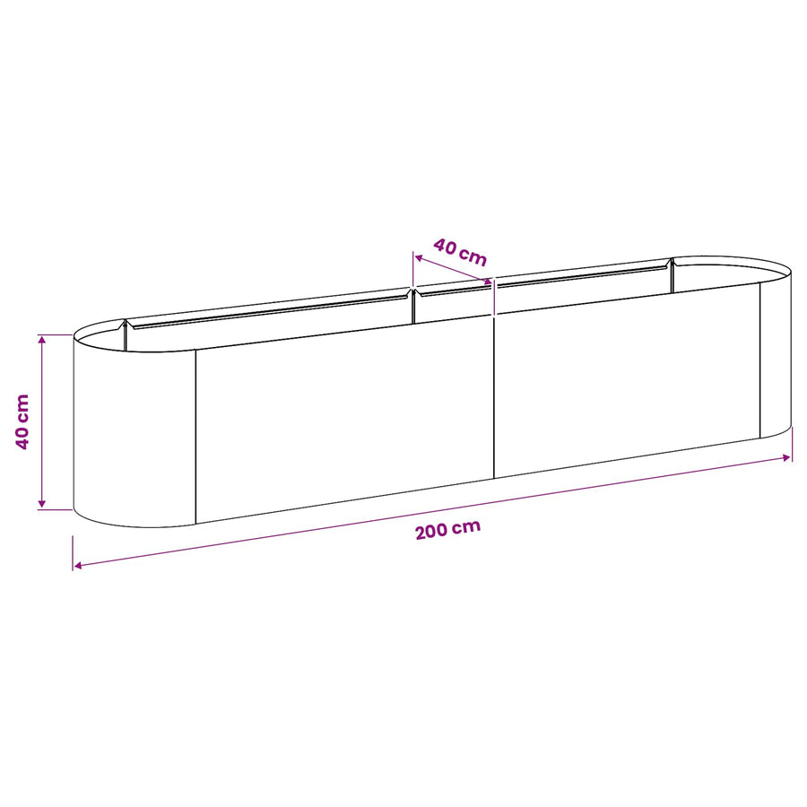 Verhoogd Tuinbed Gegalvaniseerd staal 200 x 40 x 40 cm