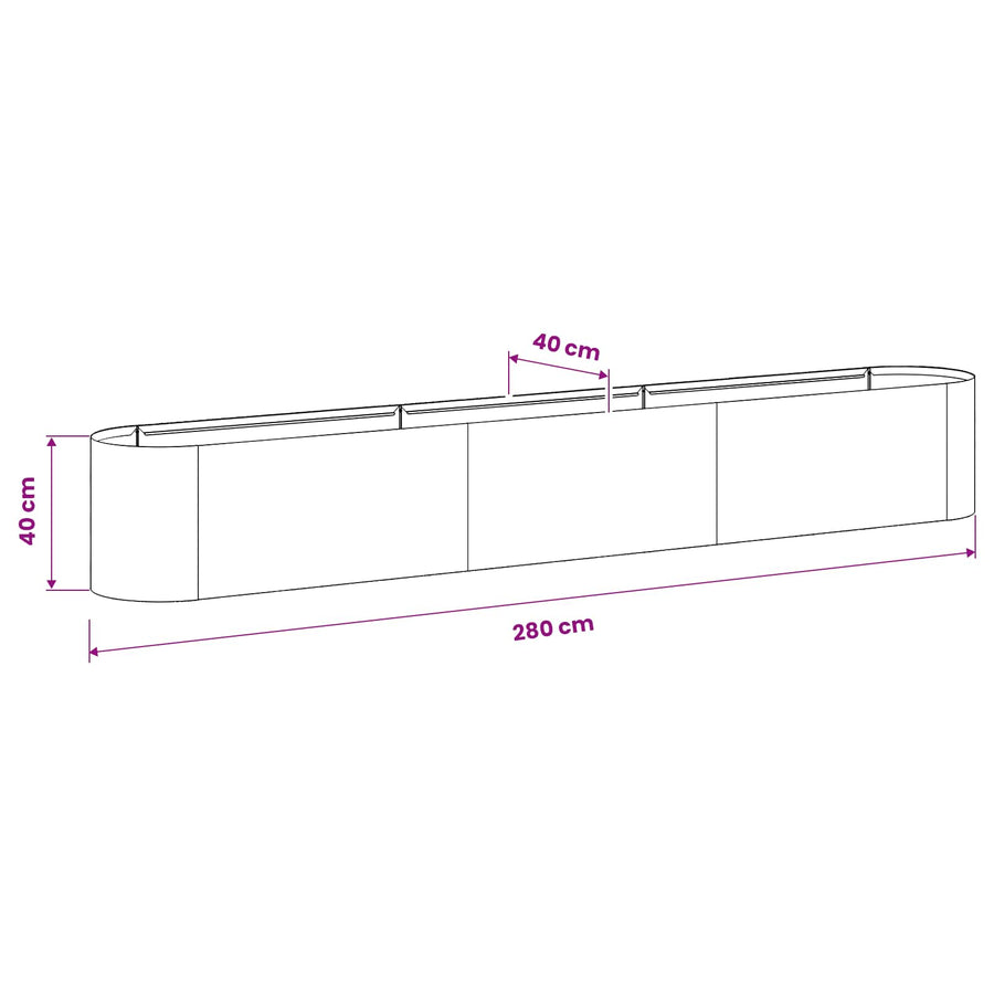 Verhoogd Tuinbed Gegalvaniseerd staal 280 x 40 x 40 cm