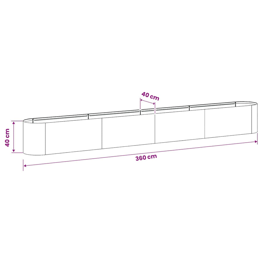 Verhoogd Tuinbed Zwart 360 x 40 x 40 cm