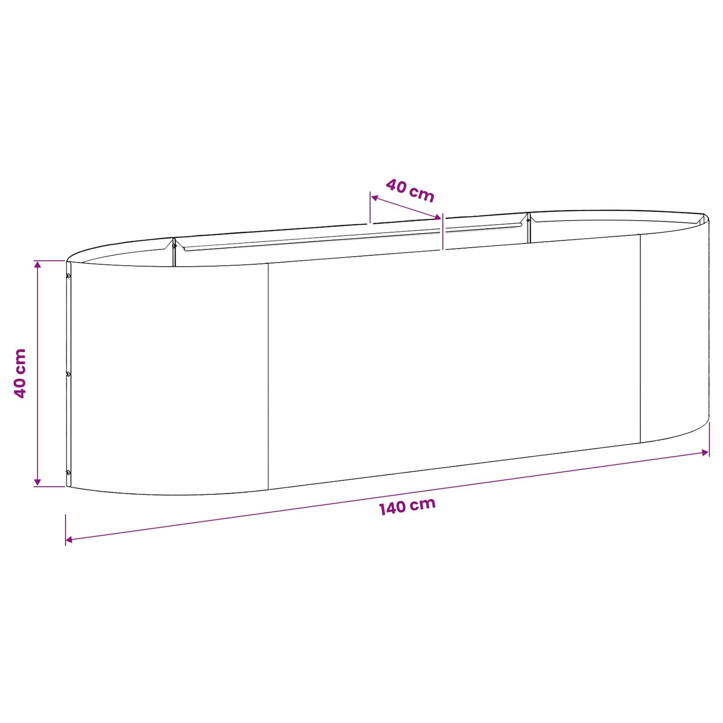 Verhoogd Tuinbed Zwart 140 x 40 x 40 cm Staal