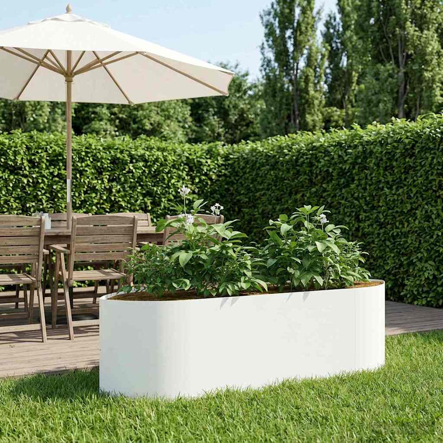 Verhoogd Tuinbed Wit 140 x 40 x 40 cm Staal