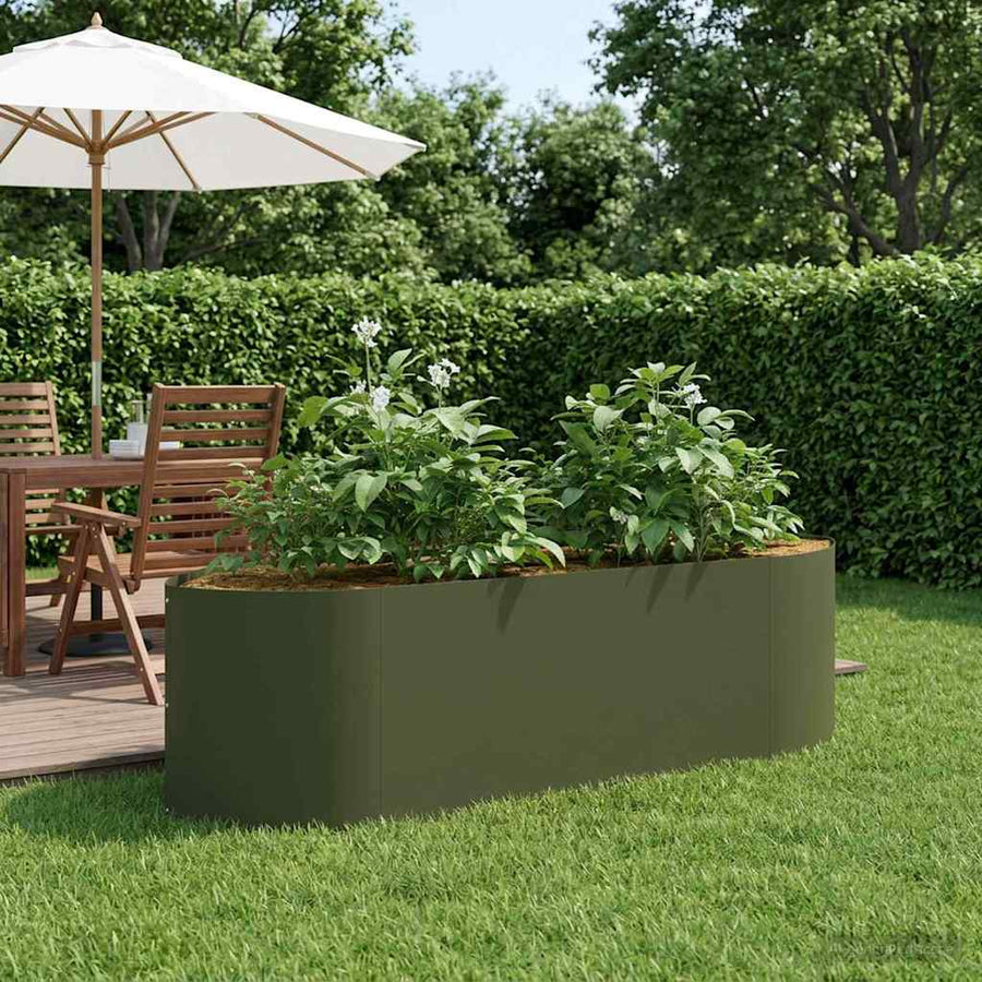 Verhoogd Tuinbed Olijfgroen 140 x 40 x 40 cm Staal